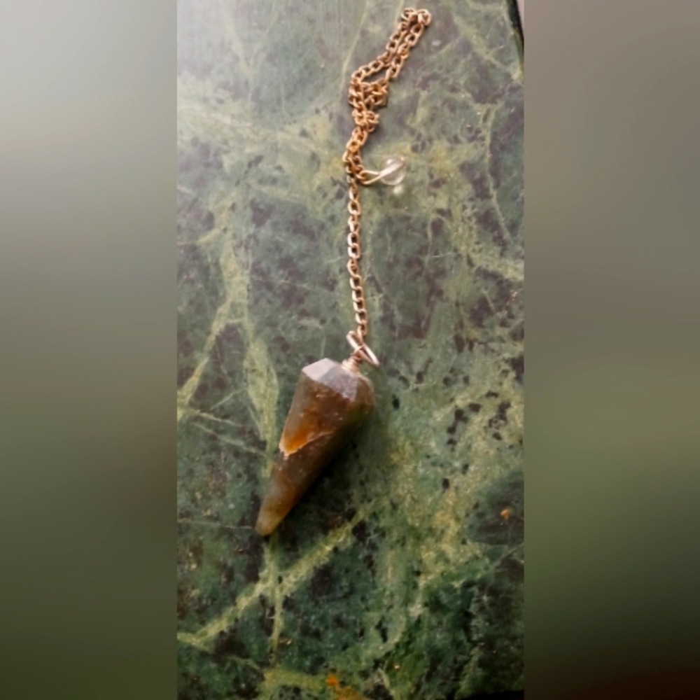 Chain with Brown Stone Pendant energy crystal - Picture 1 of 4
